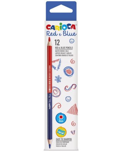 Моливи Carioca - двуцветни, син и червен, 12 броя - 1