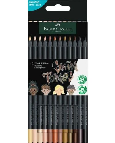 Моливи Faber-Castell Black Edition - 12 цвята, телесни нюанси - 1