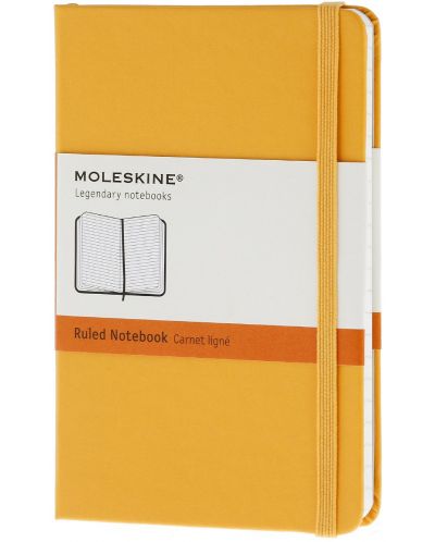 Джобен тефтер с твърди корици Moleskine Classic – Жълт, линирани листа
