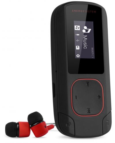 MP3 плейър Energy Sistem - MP3 Clip Bluetooth, 8GB, черен/червен - 1