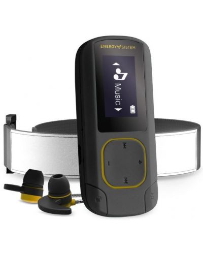 MP3 плейър Energy Sistem - BT Sport, 16GB, сив/жълт - 1