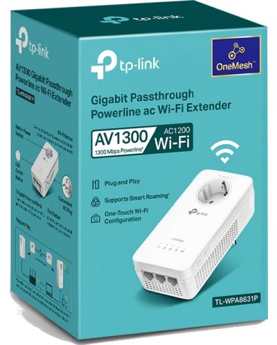 Мрежови адаптер TP-Link - Powerline TL-WPA8631P, 1.3Gbps, бял - 5