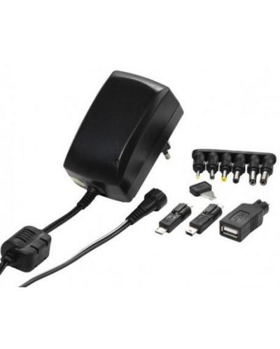 Зарядно устройство Vivanco - 35986 + US и non-USB конектори, 27W, черно - 1