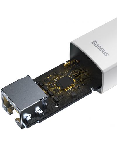 Мрежови адаптер Baseus - Lite, USB-C/RJ45, бял - 4