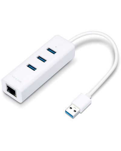 Мрежови адаптер TP-Link - UE330,  USB 3.0/3x USB 3.0, RJ-45, бял - 1