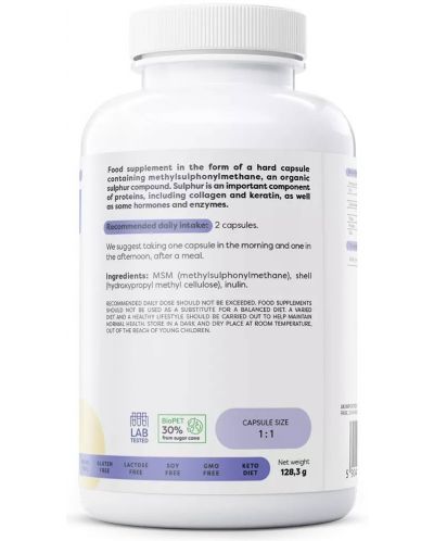 MSM, 1000 mg, 120 капсули, Osavi - 3
