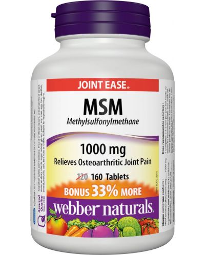 MSM, 1000 mg, 160 таблетки, Webber Naturals - 1