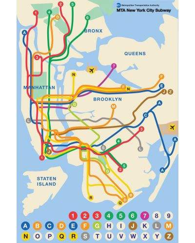 Пъзел New York Puzzle от 36 макси части - Карта на метрото, Ню Йорк - 1