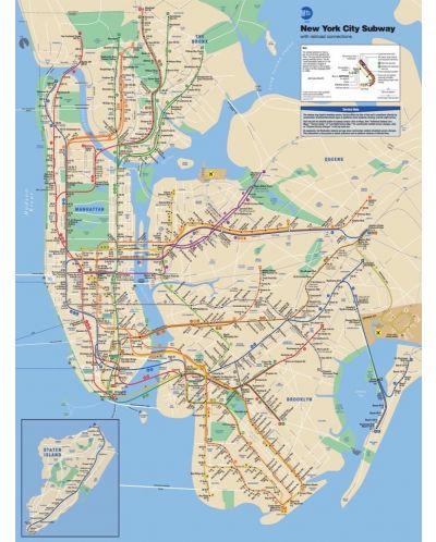 Двустранен мини пъзел New York Puzzle от 100 части - Карта на метрото, Ню Йорк - 2