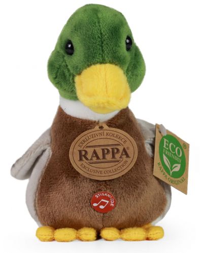 Музикална плюшена играчка Rappa Еко приятели - Зеленоглава патица, 17 cm - 2