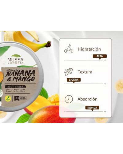 Mussa Canaria Крем за тяло, с органичен банан и манго от Канарските острови, 250 ml - 2