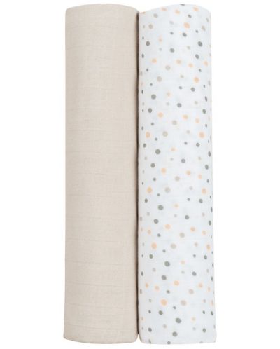 Муселинови пелени KikkaBoo - Dots Beige, 80 х 80 cm, 2 броя - 1