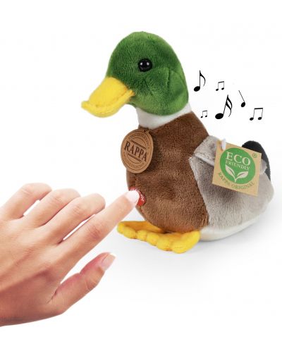 Музикална плюшена играчка Rappa Еко приятели - Зеленоглава патица, 17 cm - 5