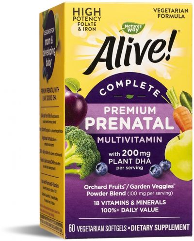 Alive Complete Premium Prenatal, 60 капсули, Nature's Way - 1