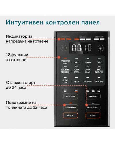 Мултикукър под налягане Cosori - CMC-CO601-SEU, 1100W, 9 програми, черен - 5