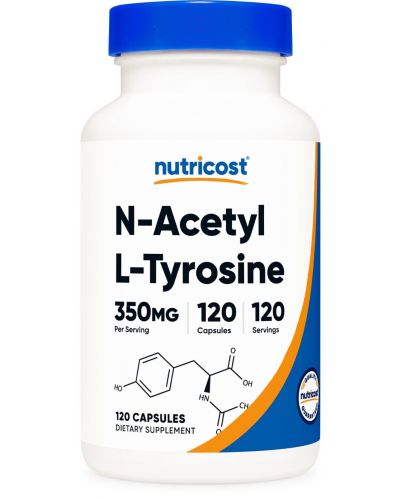 N-Acetyl L-Tyrosine, 350 mg, 120 капсули, Nutricost - 1