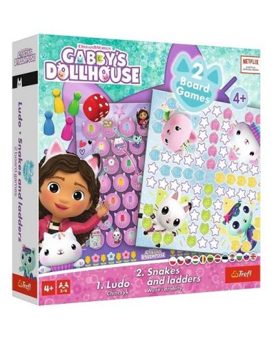 Настолна игра 2 в 1 Gabby's Dollhouse: Ludo&Snakes and Ladders - Детска - 1