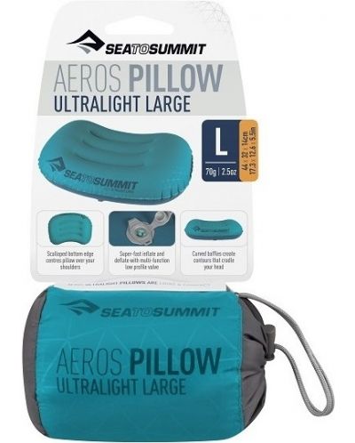 Надуваема възглавница Sea to Summit - Aeros Ultralight, L, синя - 5