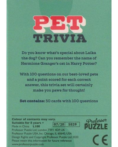 Настолна игра Professor Puzzle: PET Trivia - Семейна - 2