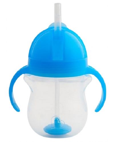Наразливаща чаша с дръжки и сламка Munchkin - 207ml, синя - 1
