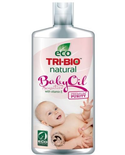 Натурално бебешко олио Tri-Bio - С витамин Е, за чувствителна кожа, 200 ml - 1