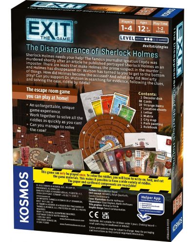 Настолна игра Exit: The Disappearance of Sherlock Holmes - кооперативна - 2