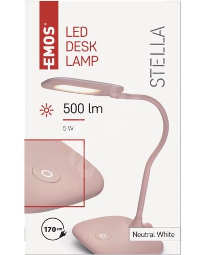 Настолна LED лампа Emos - Stella Z7602P, 5W, 12V, 500lm, 4000k, розова - 2