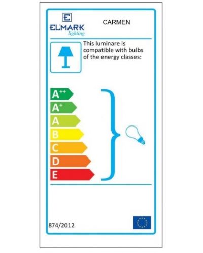 Настолна лампа Elmark - Carmen, 1 x E27, 40 W, 45 x 25 cm, бяла/сива - 2