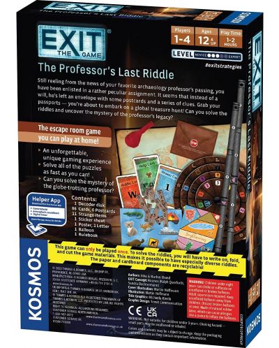 Настолна игра Exit: The Professor’s Last Riddle - кооперативна - 2