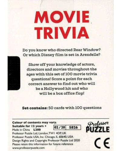 Настолна игра Professor Puzzle - Movie Trivia - 2