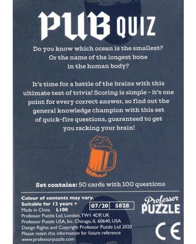 Настолна игра Professor Puzzle - Pocket Pub Quiz - 2