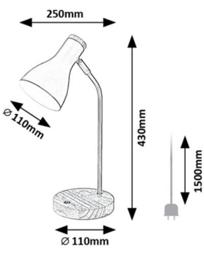 Настолна лампа Rabalux - Ferb 74002, E 14, 1 x 25 W, черен мат - 5