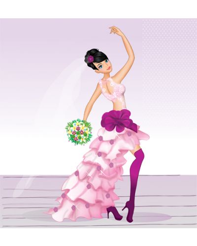 Нарисувай красиви сватбени рокли: Супер Булки и шаферки + стикери - 3