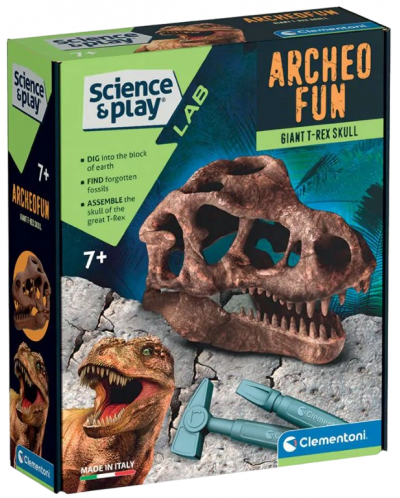 Образователен комплект Clementoni Science & Play - Разкопки на череп на тиранозавър - 1
