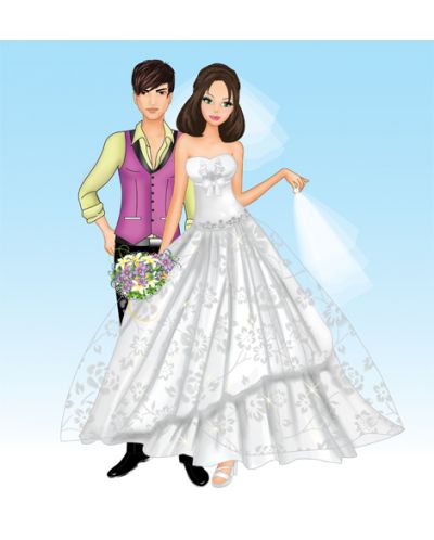 Нарисувай красиви сватбени рокли: Супер Булки и шаферки + стикери - 4