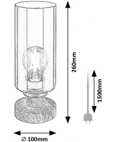 Настолна лампа Rabalux - Tanno 74120, E27, 1 x 25 W, кафява - 5