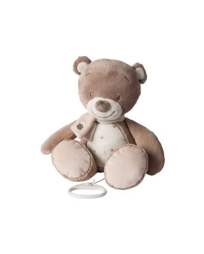 Мека музикална играчка Nattou - Мечето Том, с клипс, 30 cm