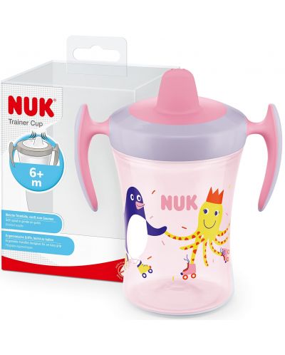 Неразливаща се чаша с мек накрайник NUK Evolution - Trainer Cup, 230 ml, розова - 2