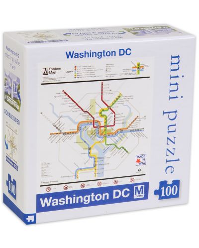 Двустранен мини пъзел New York Puzzle от 100 части - Карта на метрото, Вашингтон - 1