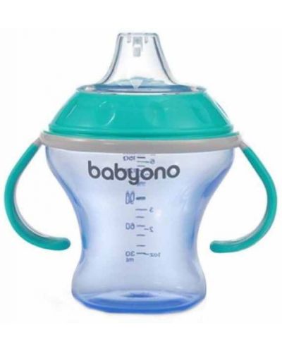 Неразливаща чаша с мек накрайник Babyono - 180 ml, тюркоаз - 1