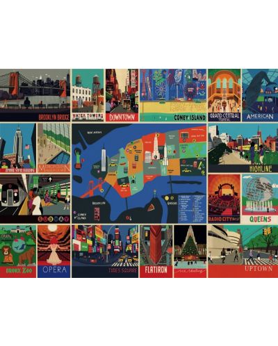 Пъзел New York Puzzle от 500 части - Ню Йорк, колаж - 1