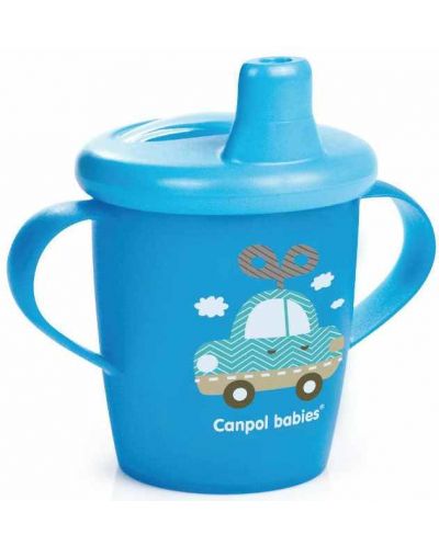 Неразливаща се чаша с твърд накрайник Canpol - Toys, 250 ml, синя - 1
