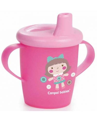 Неразливаща се чаша с твърд накрайник Canpol - Toys, 250 ml, розова - 1