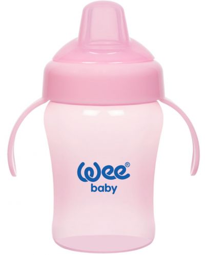 Неразливаща чаша с дръжки Wee Baby - Colorful, 240 ml, розова - 1