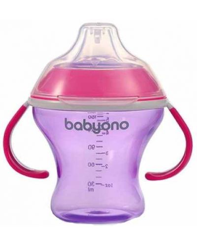 Неразливаща чаша с мек накрайник Babyono - 180 ml, розова - 1