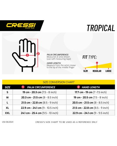 Неопренови ръкавици за гмуркане Cressi - Tropical, 2 mm , черни/сиви - 10