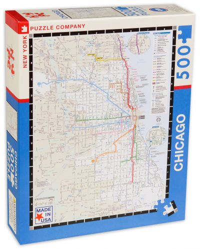 Пъзел New York Puzzle от 500 части - Транспортна карта, Чикаго - 2
