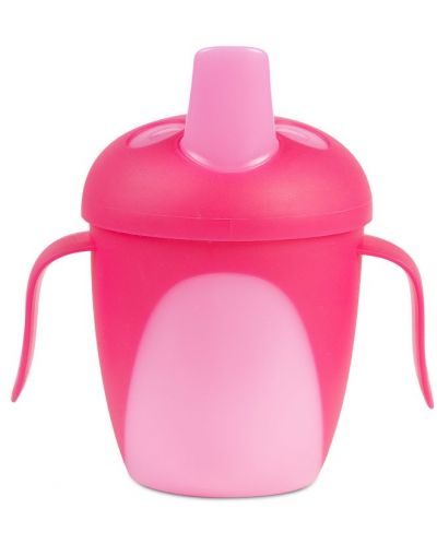 Нетечаща чаша с твърд накрайник Canpol - Penguin cup, розова, 240 ml