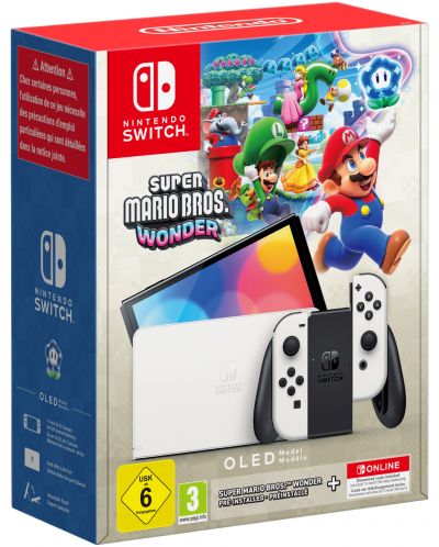 Nintendo Switch OLED - White + Super Mario Bros. Wonder + 12 месеца NSO - 1