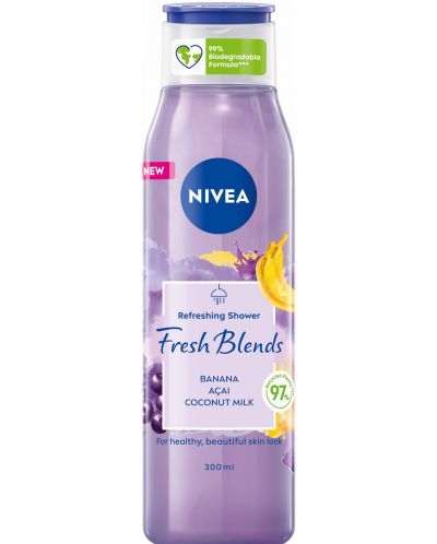 Nivea Fresh Blends Душ гел Acai, Banana & Coconut Milk, 300 ml - 1